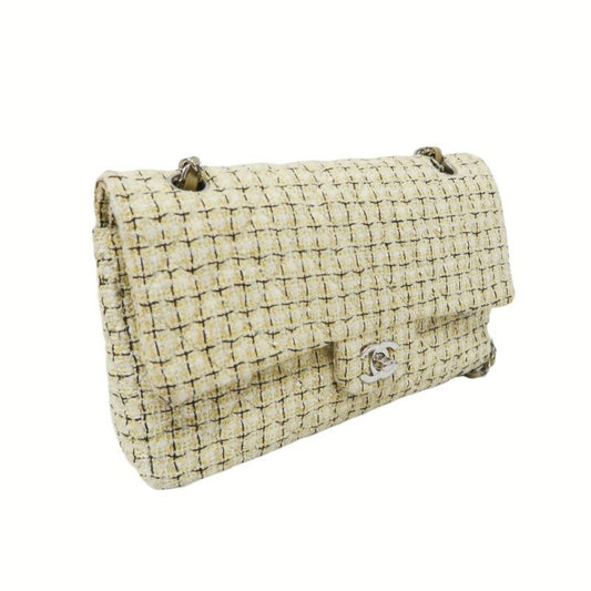 CHANEL Beige Cotton Tweed Classic Flap Bag