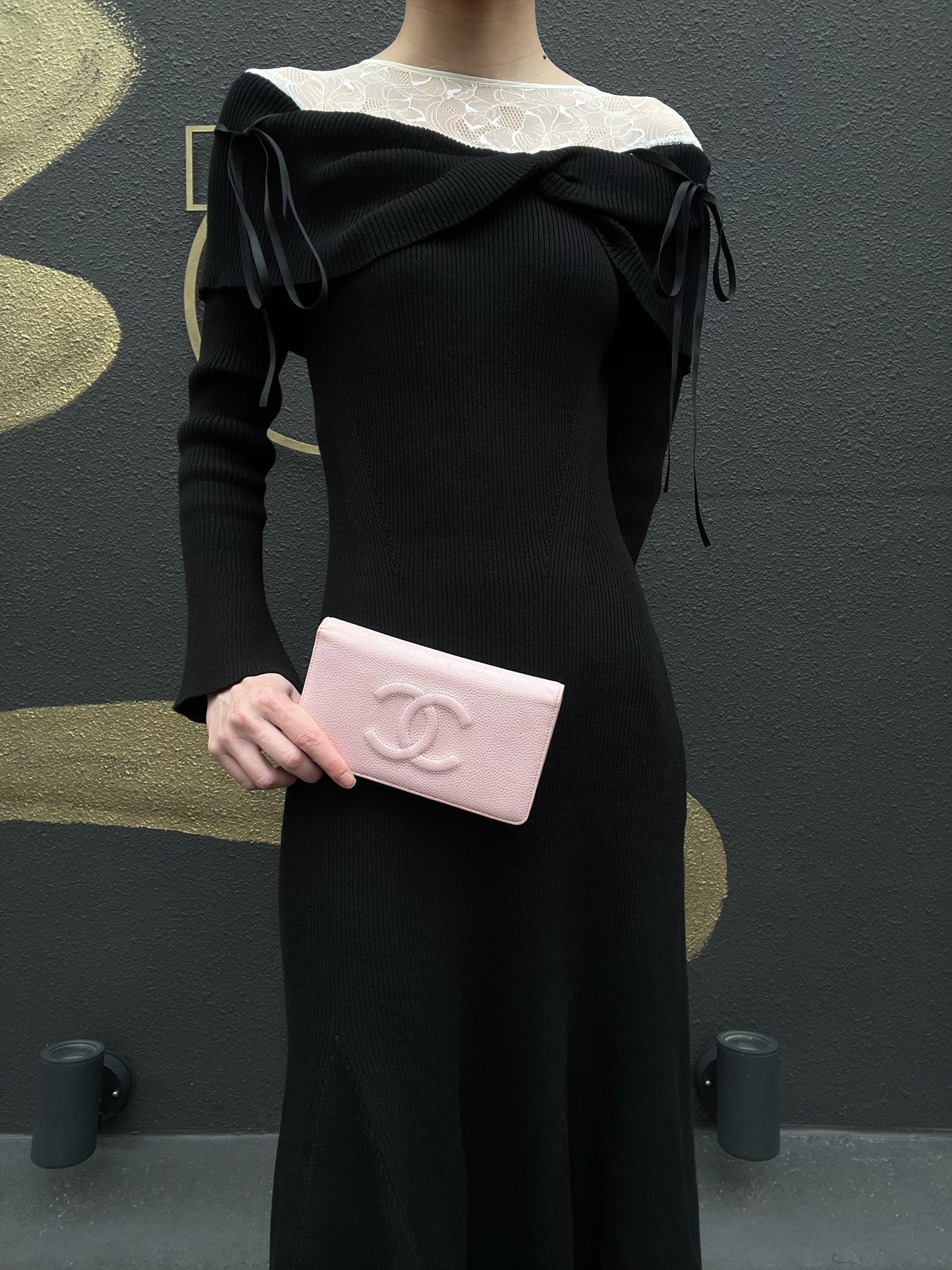 CHANEL Pink Long Wallet, Caviar Leather