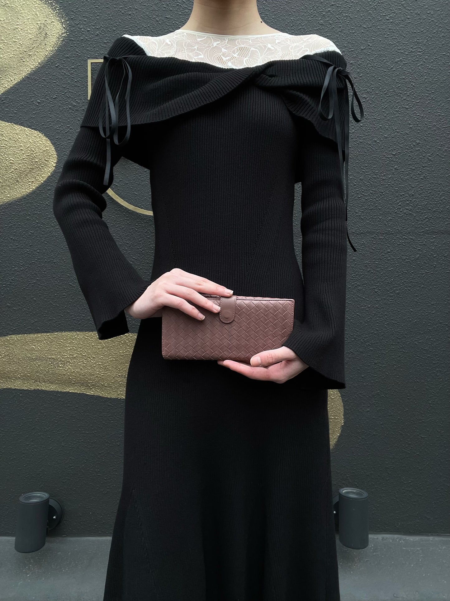 BOTTEGA VENETA Brown Long Wallet, Calf Leather, Intrecciato Weave