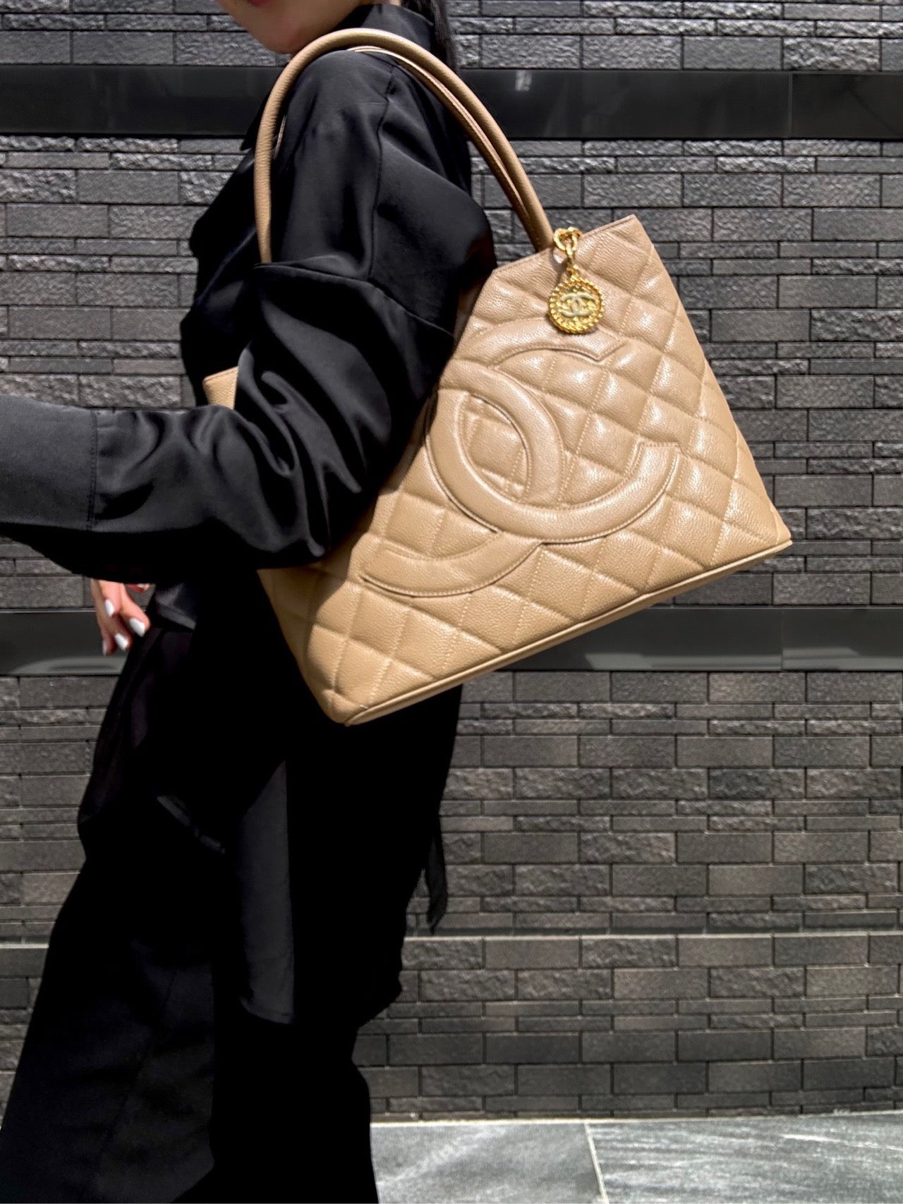 Chanel Beige Grained Calfskin Reissue Medallion Tote Bag with Gold-Tone Hardware, Shoulder Bag