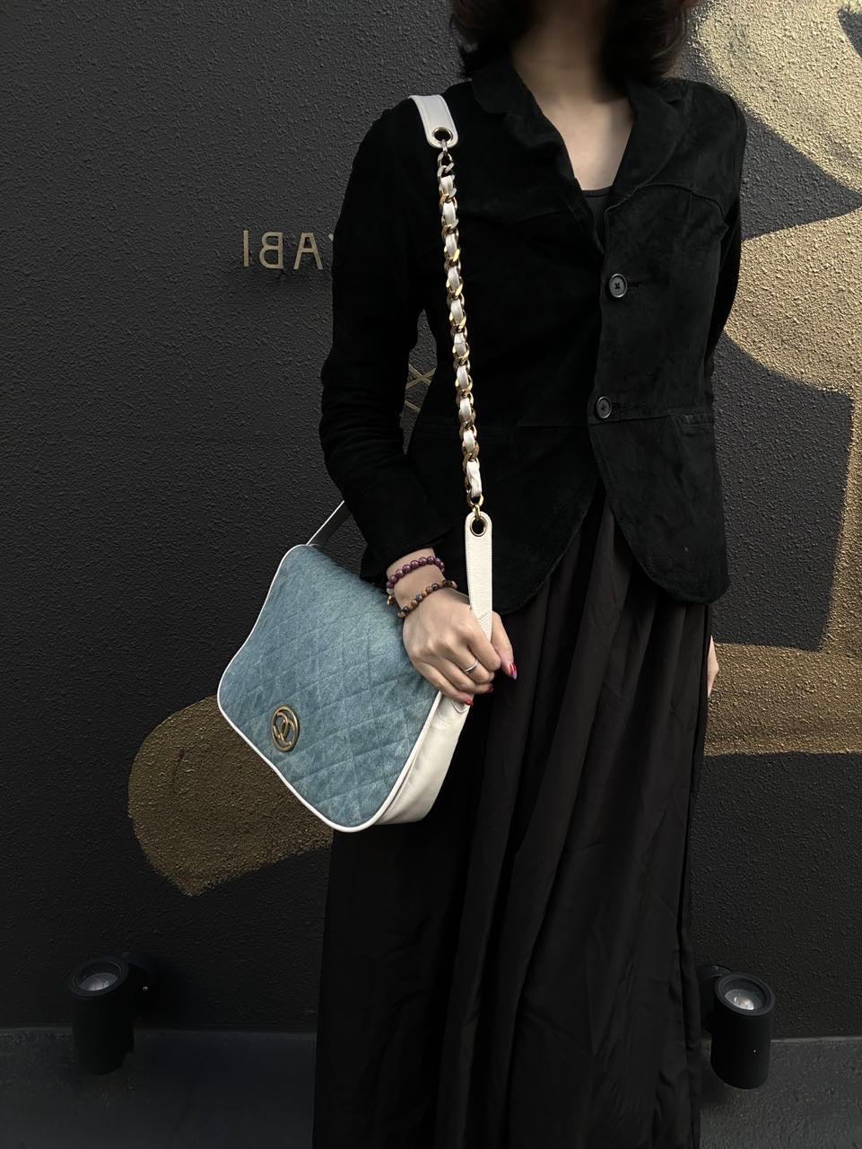 Chanel Blue Denim Canvas Chain Shoulder Bag