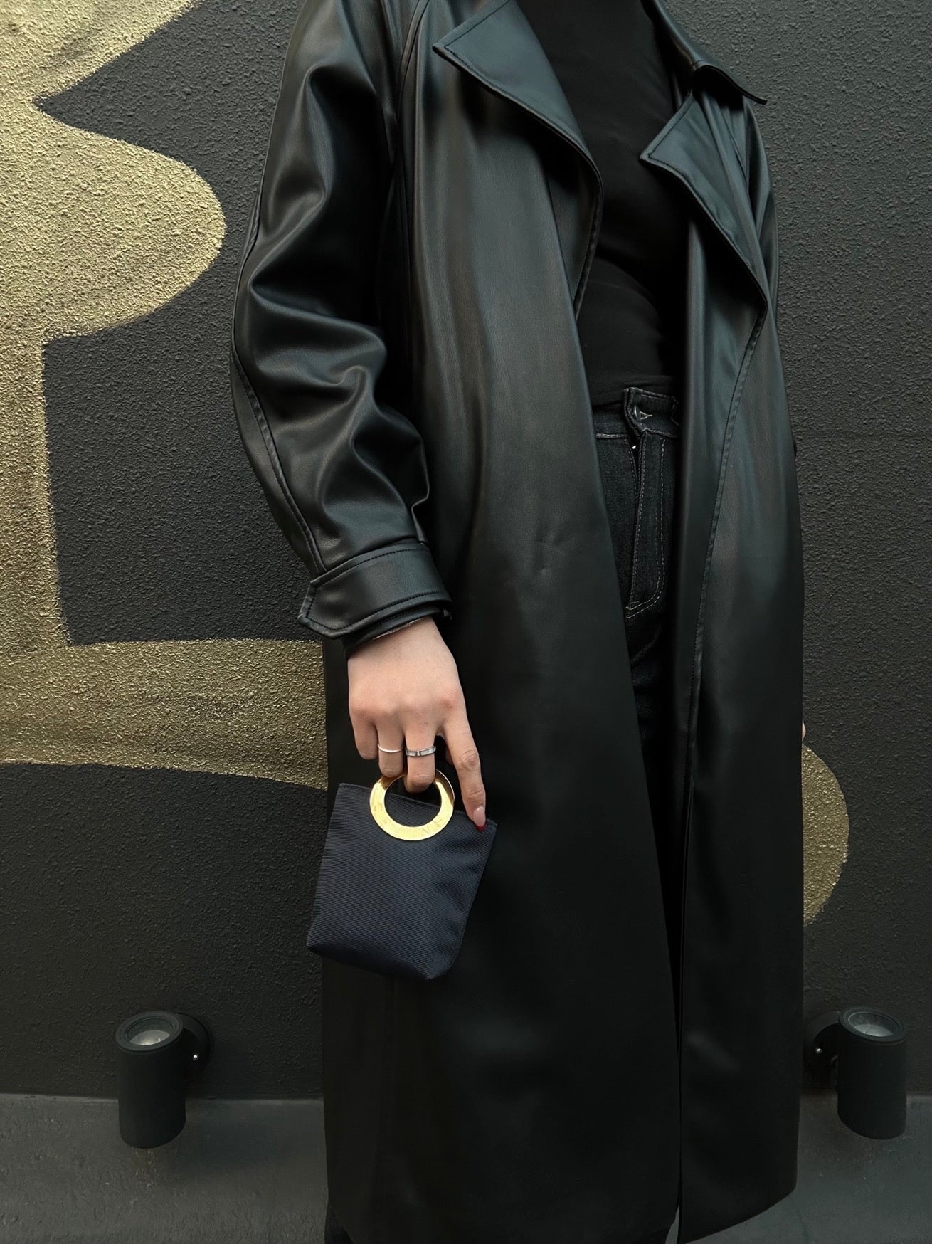 CELINE Navy Nylon Pouch with Gold Hardware, comes with Box