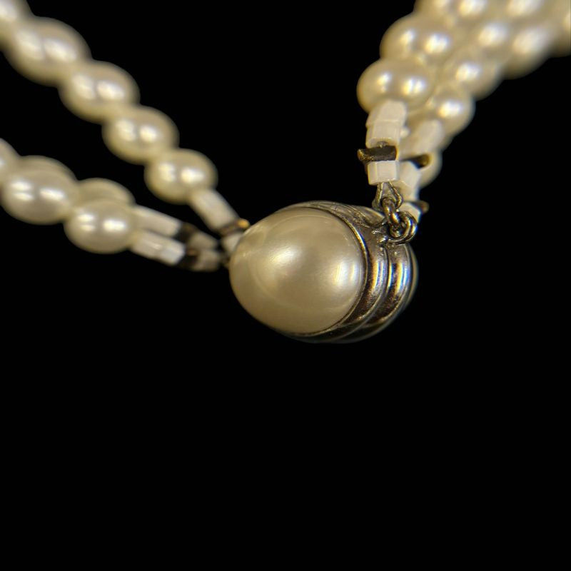 CHANEL Necklace, Faux Pearl, with Box. CHANEL White Faux Pearl Necklace.