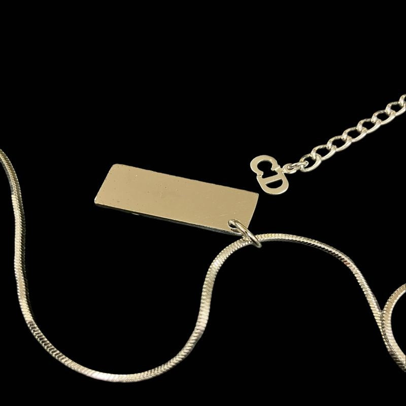 DIOR Trotter Plate Logo Necklace, Silver-tone Hardware. DIOR Silver-tone Alloy Necklace.