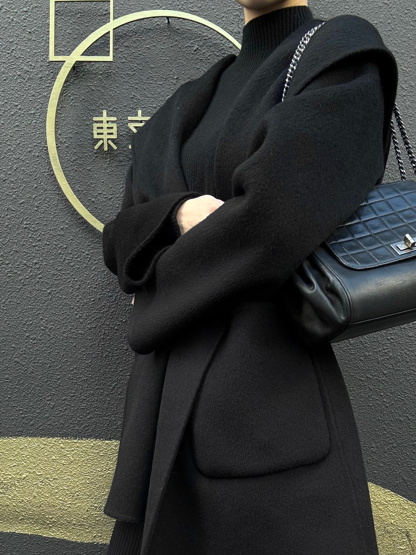 CHANEL 2.55 Shoulder Bag, Lambskin, Black, Silver-tone Hardware