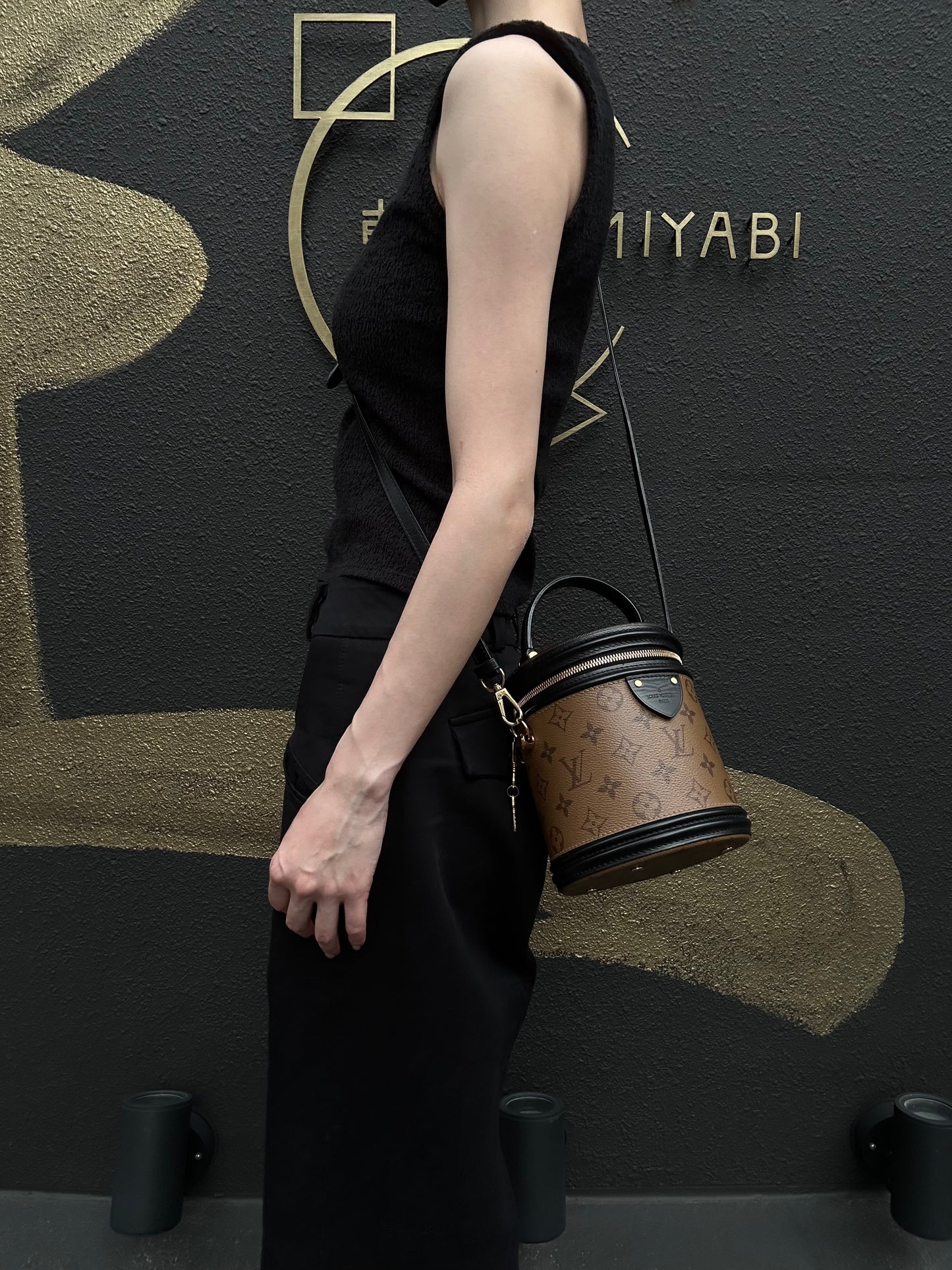 LOUIS VUITTON Cannes Reverse Monogram PVC Handbag Brown with Shoulder Strap