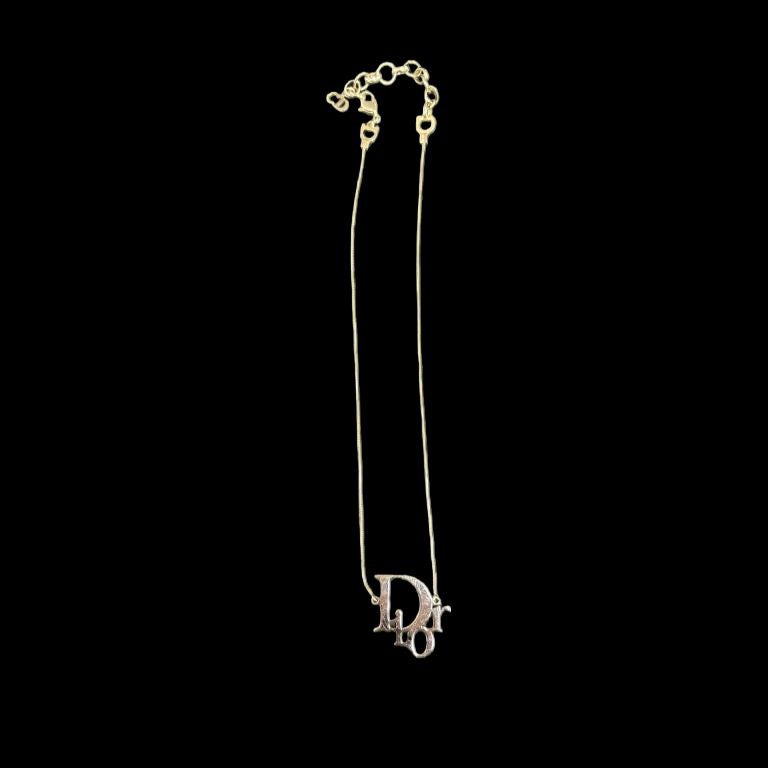 DIOR Dior Logo Necklace Silver Hardware DIOR Silver Alloy Logo Necklace