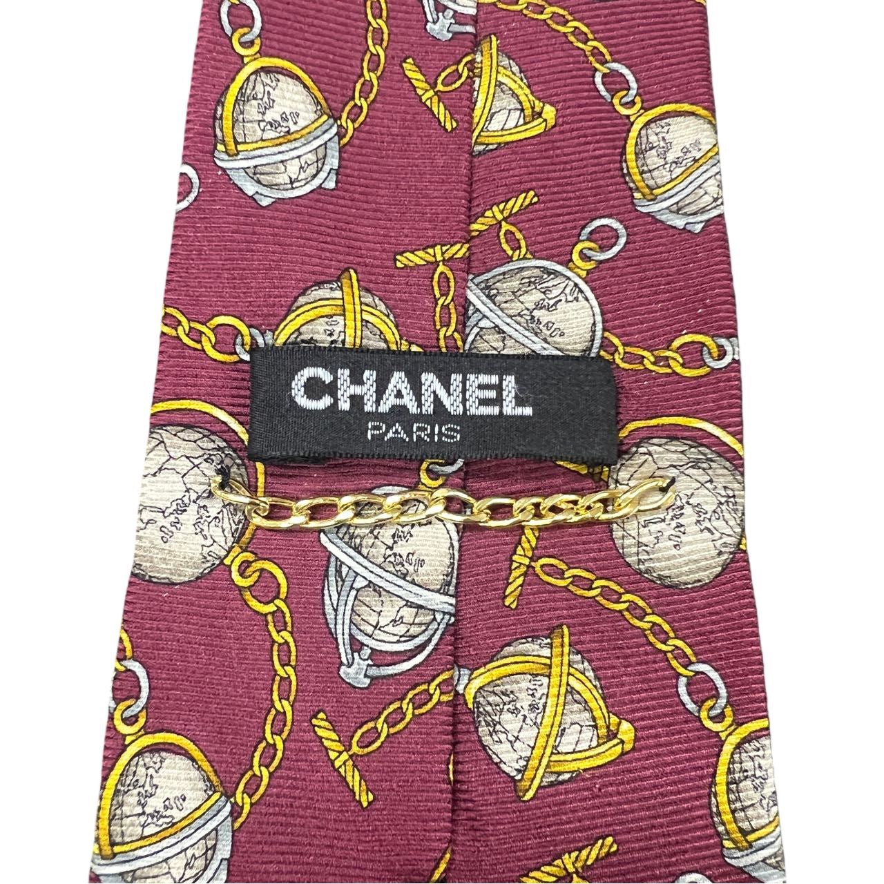 CHANEL tie, burgundy, with tag