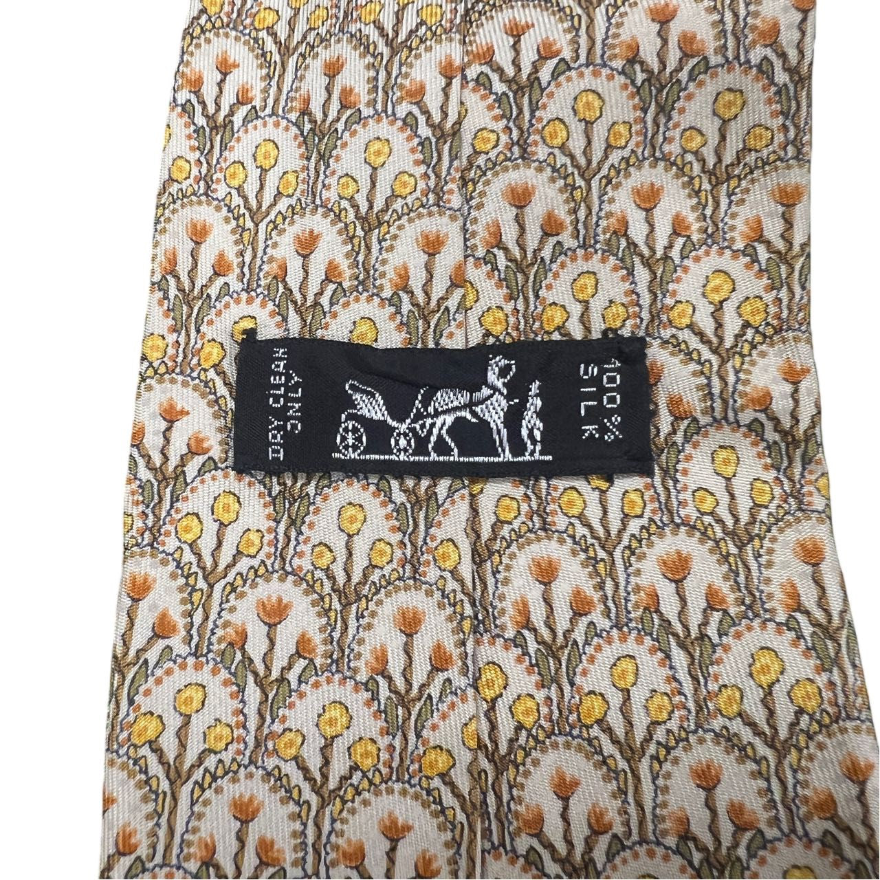 HERMES tie, beige, with tag