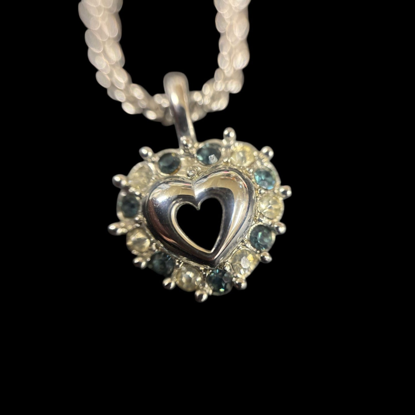 NINA RICCI necklace, silver hardware, heart-shaped