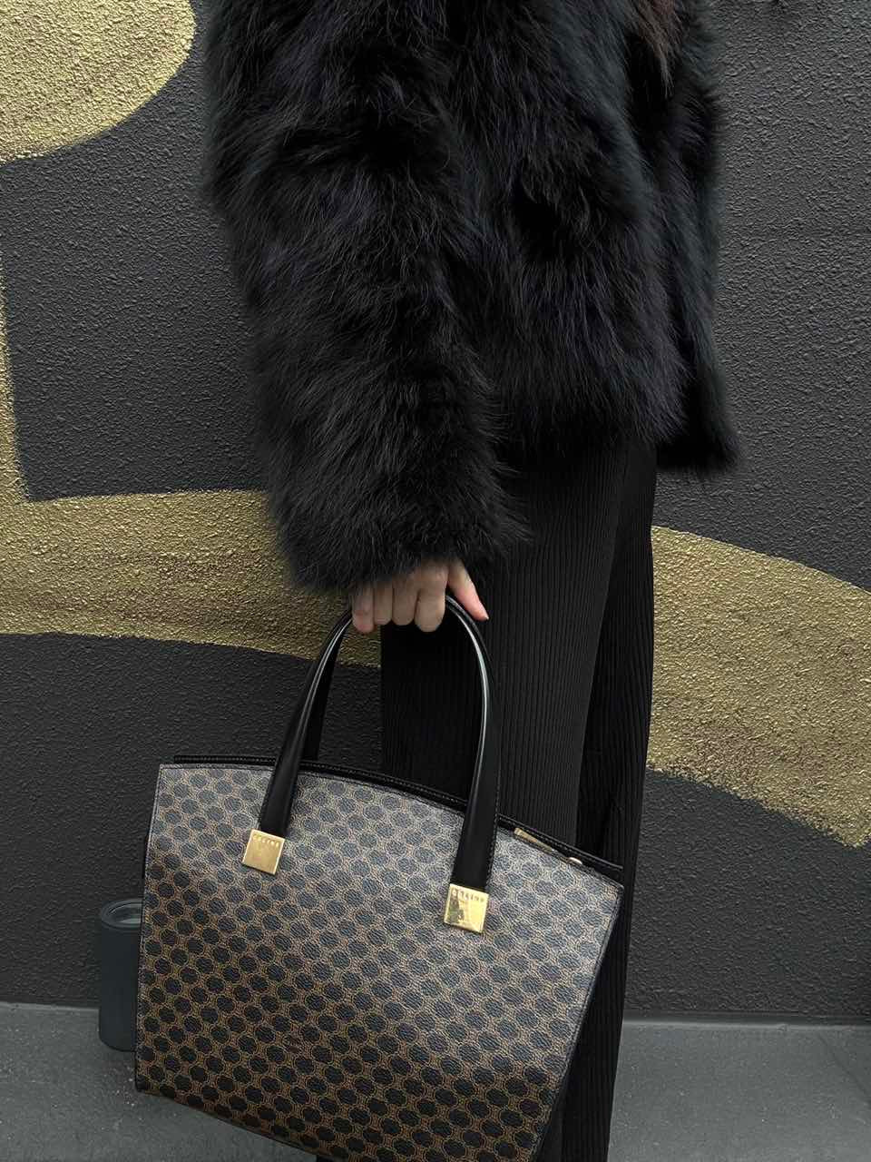 CELINE Handbag, Brown, Gold-Tone Hardware
