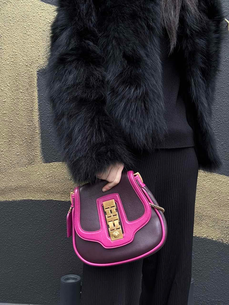 LOUIS VUITTON Trapezio Suhari Shoulder Bag, Prune Art Deco Pattern, Purple Color Block, Limited Edition, Gold Hardware, Includes Box
