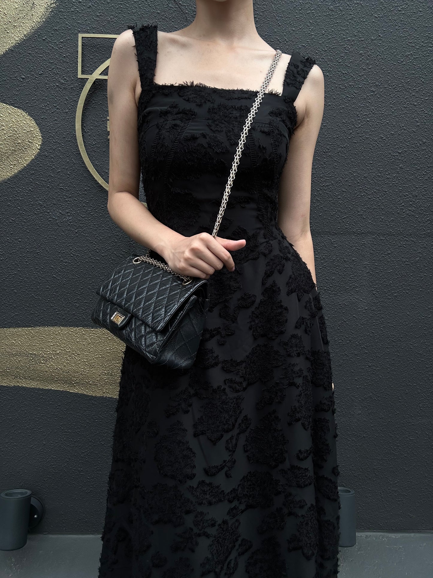 CHANEL Matelasse 2.55 Shoulder Bag Calfskin Black