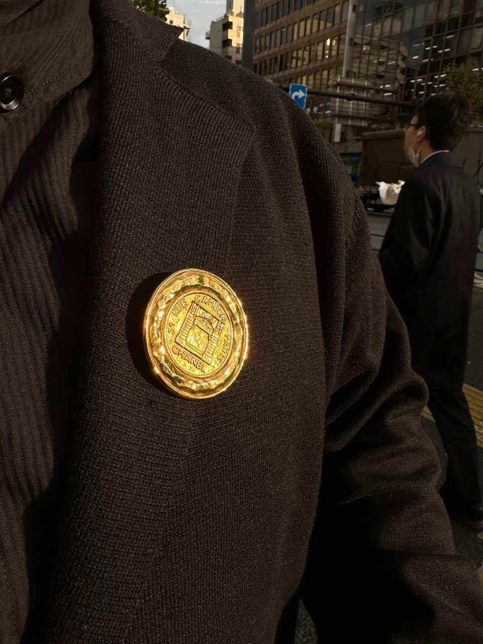 CHANEL Cambon Brooch, Gold-Plated Alloy, Brooch