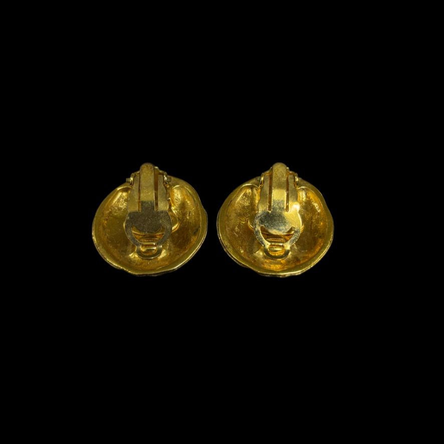 CHANEL Earrings, Gold Hardware, Gold Tone, Alloy, Clip-On