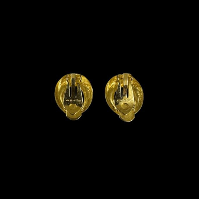VOGUE BIJOUX gold-plated blue-tone alloy clip-on earrings