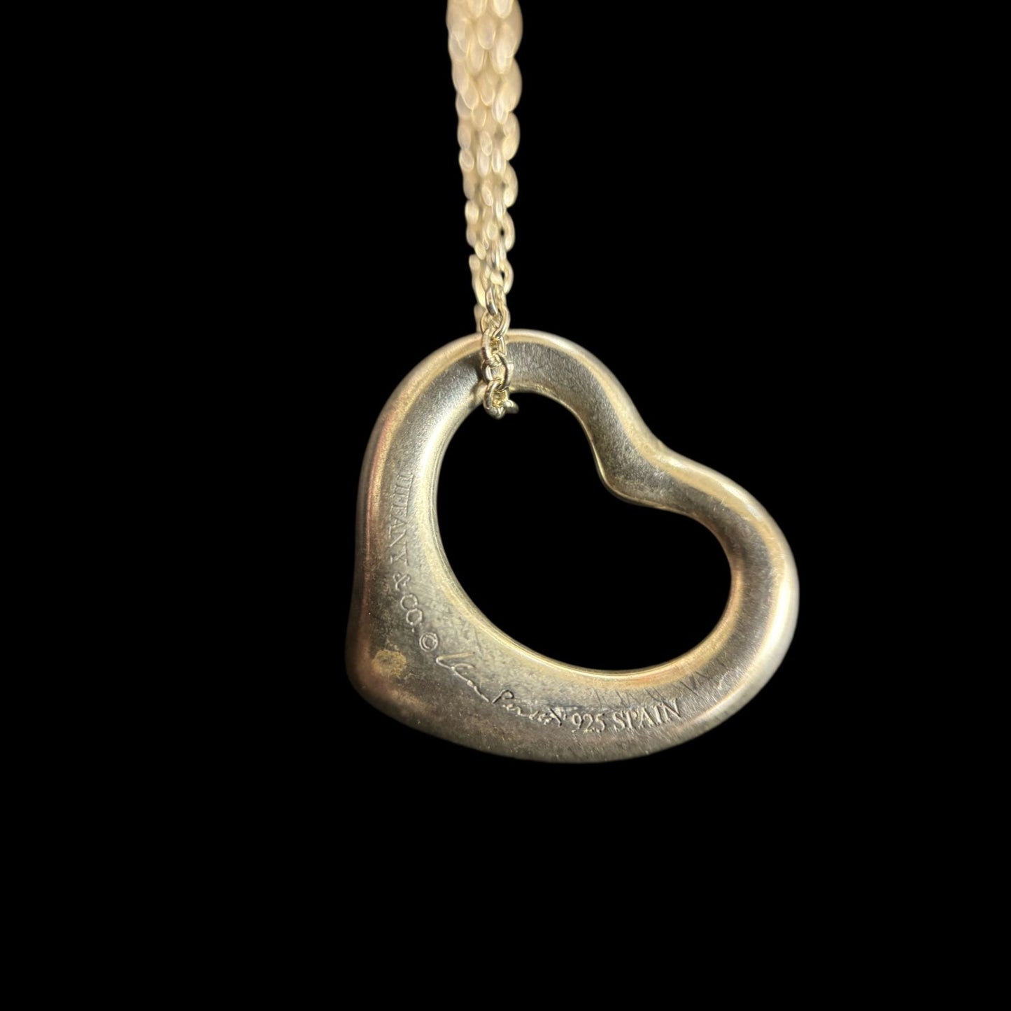 Tiffany & Co. 925 sterling silver Open Heart necklace, small size, with box and dust bag