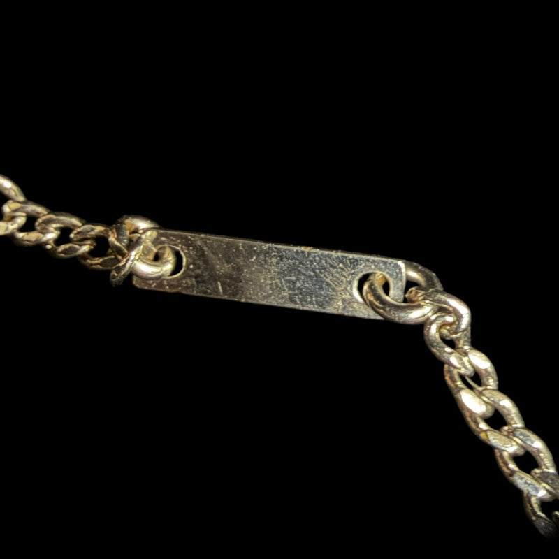 CELINE Triomphe Rhinestone Necklace Accessory Silver Metal Pave Stone Pendant Double Chain
