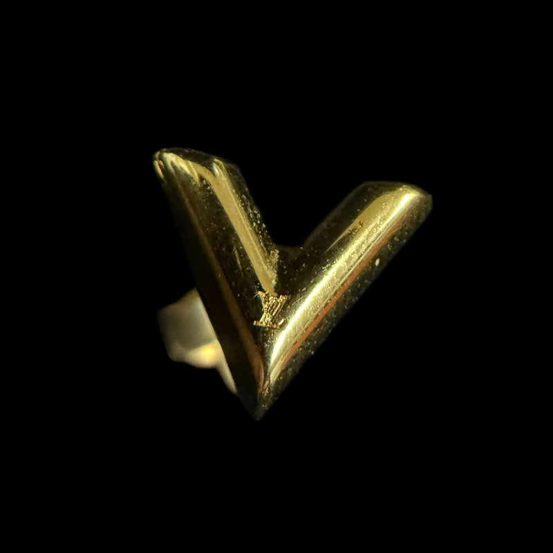 LOUIS VUITTON Earrings Essential V Accessory M68153 Gold Metal V Motif Box ・ Dust Bag