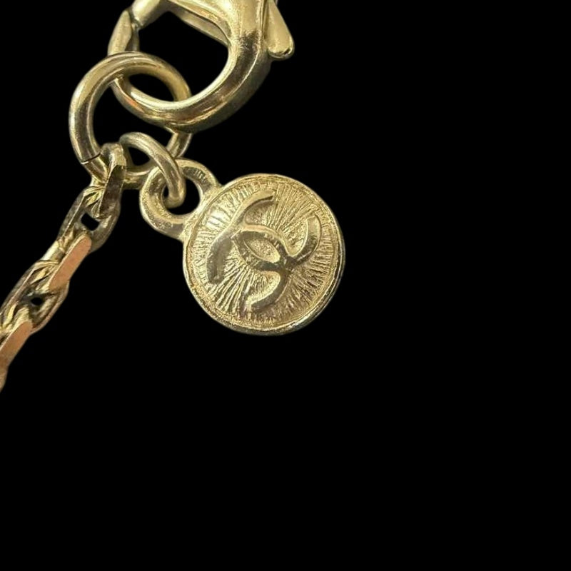 CHANEL CHANEL Coco Mark Rhinestone Necklace, Gold Hardware, F18V, With Original Box, CHANEL Silver Rhinestone-Set Alloy Necklace