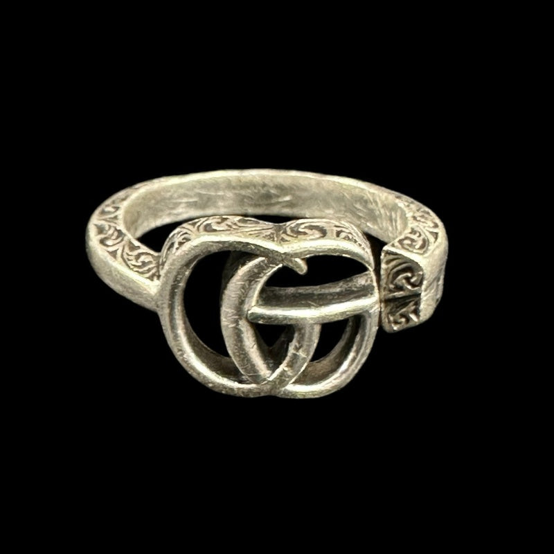  GUCCI Double G Arabesque Ring Size #17, 925 Silver, Total Weight Approx 5.7g