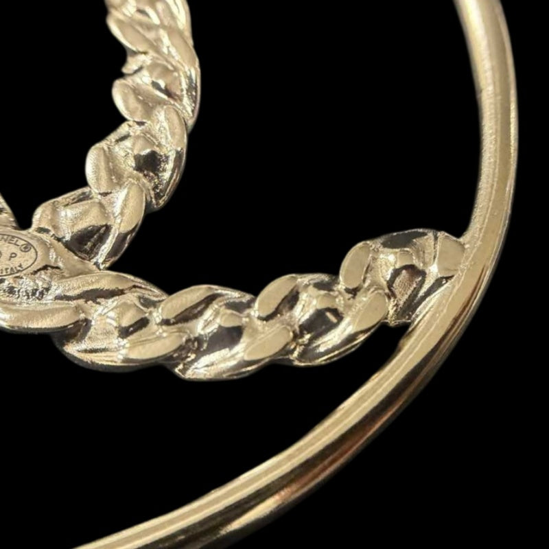 CHANEL Coco Mark Round Brooch Rhinestone Gold Alloy Hardware