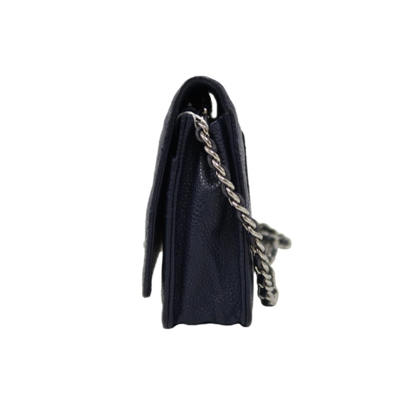 CHANEL Quilted WOC Shoulder Bag, Caviar Leather, Navy, Silver-Tone Hardware, With Guarantee Card