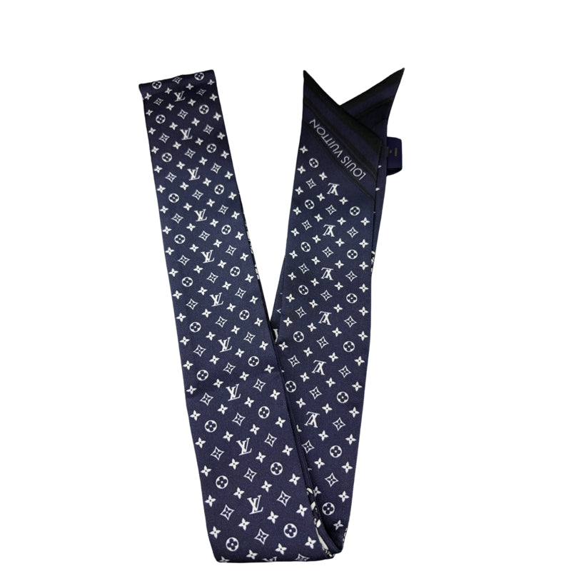 LOUIS VUITTON Bandeau BB Nautical Rope  Buckle Strap 100% Pure Silk Skinny Scarf Twilly Navy Blue White Monogram Dot Pattern Versatile Bag Handle Wrap Headband Included Original Gift Box Classic Accessory