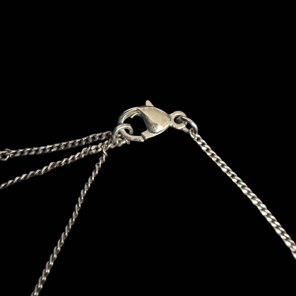 CHANEL Silver Alloy Black Pave Crystal Double CC Pendant Necklace