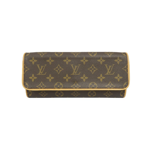 LOUIS VUITTON Monogram Pochette Twin GM Brown Coated Canvas Shoulder Bag