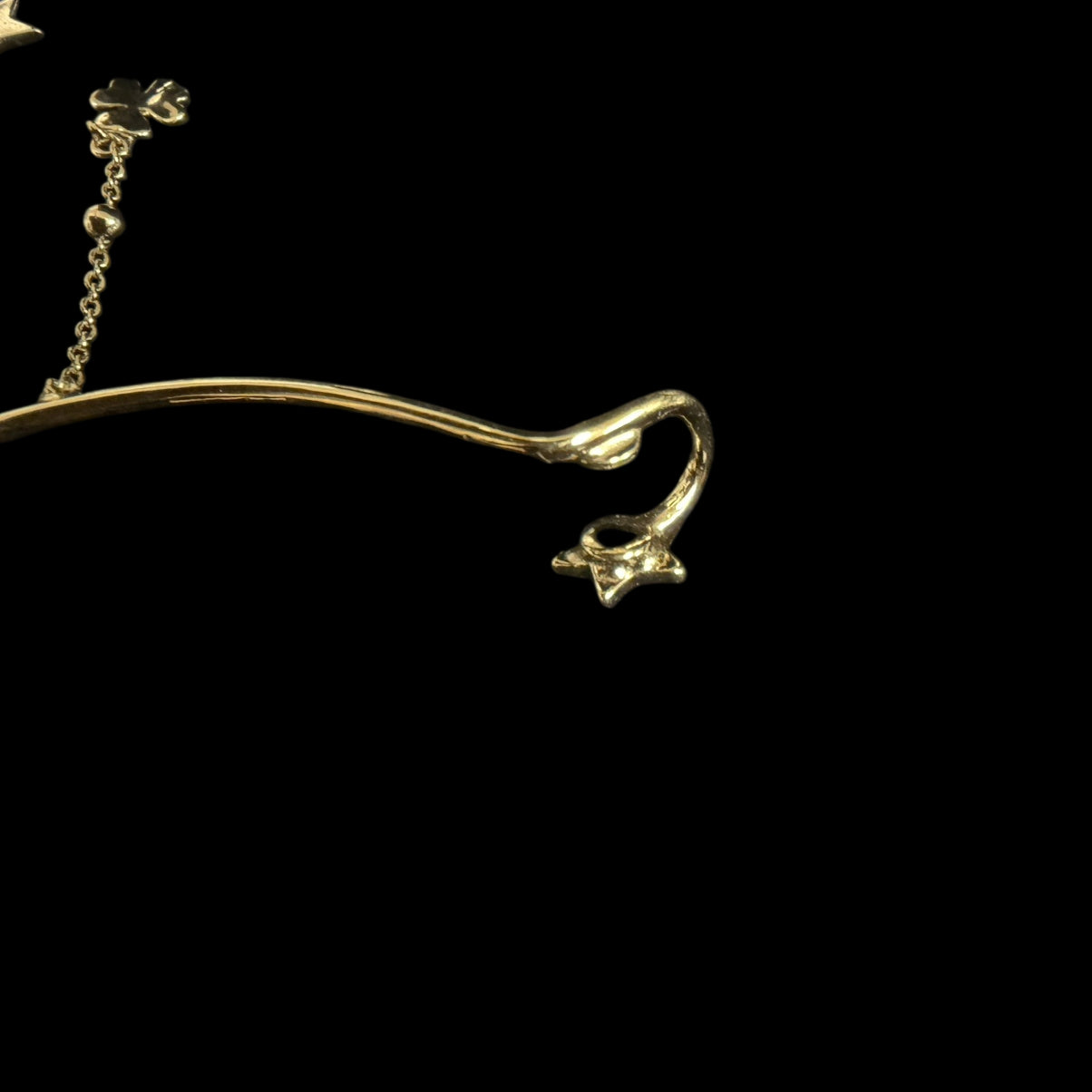 CHRISTIAN DIOR Single Earring Ear Cuff Faux Pearl Gold Metal Star Clover Tassel Charm Cute Elegant