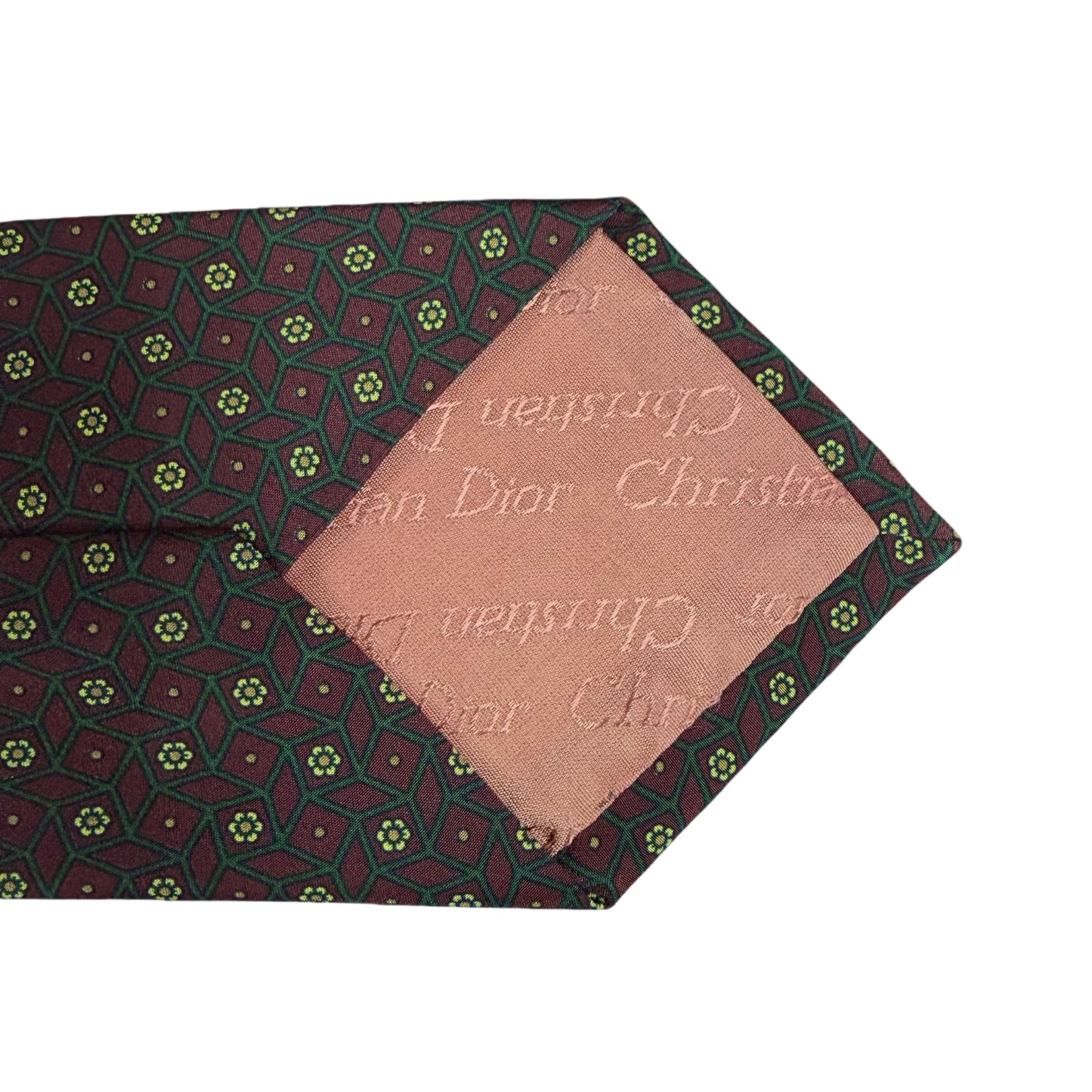 DIOR Geometric Micro Pattern Silk Tie Burgundy