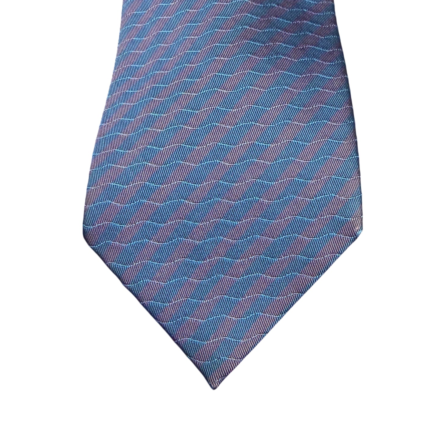 YVES SAINT LAURENT Wave Pattern Silk Tie Purple/Navy