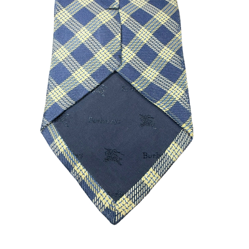 BURBERRY  Check Pattern Silk Tie Navy Yellow