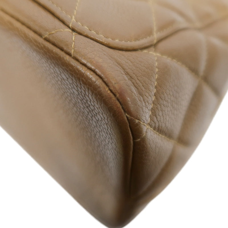 CHANEL Quilted 2-Way Handbag, Caviar Leather, Brown, Gold-Tone Hardware