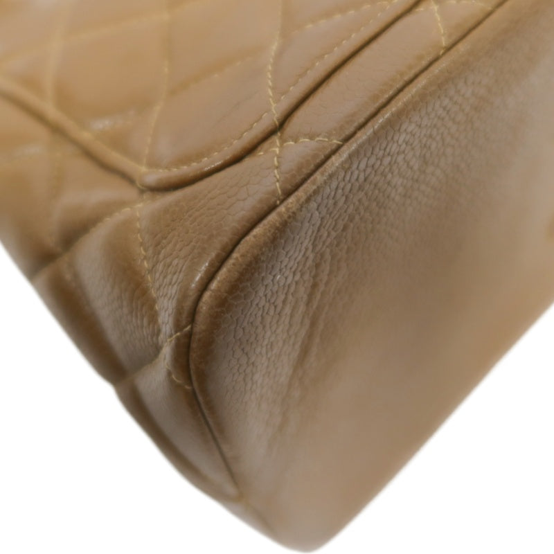 CHANEL Quilted 2-Way Handbag, Caviar Leather, Brown, Gold-Tone Hardware
