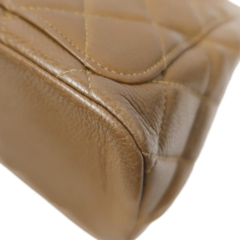 CHANEL Quilted 2-Way Handbag, Caviar Leather, Brown, Gold-Tone Hardware