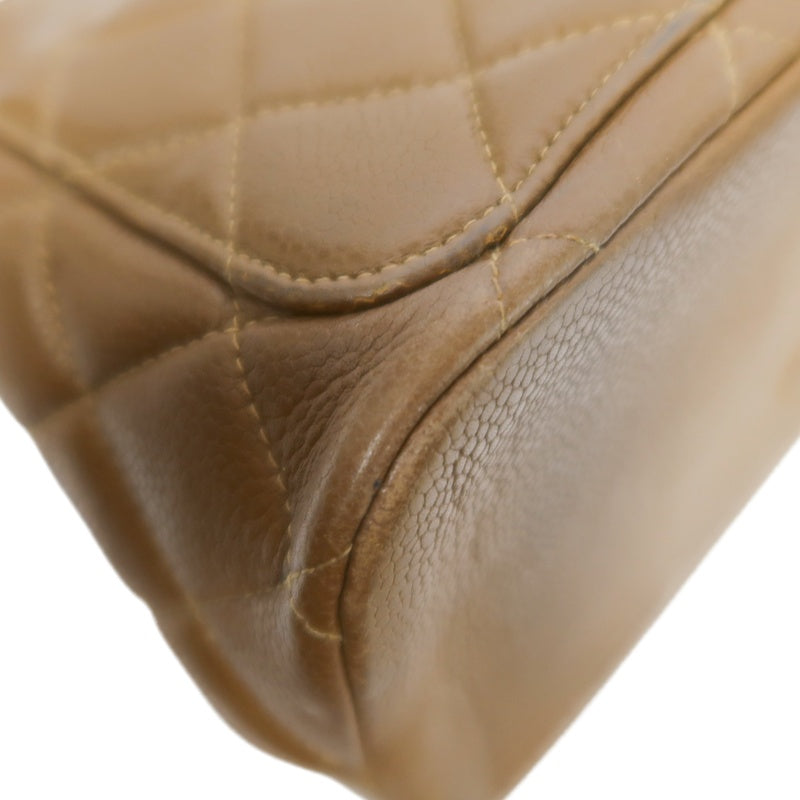 CHANEL Quilted 2-Way Handbag, Caviar Leather, Brown, Gold-Tone Hardware