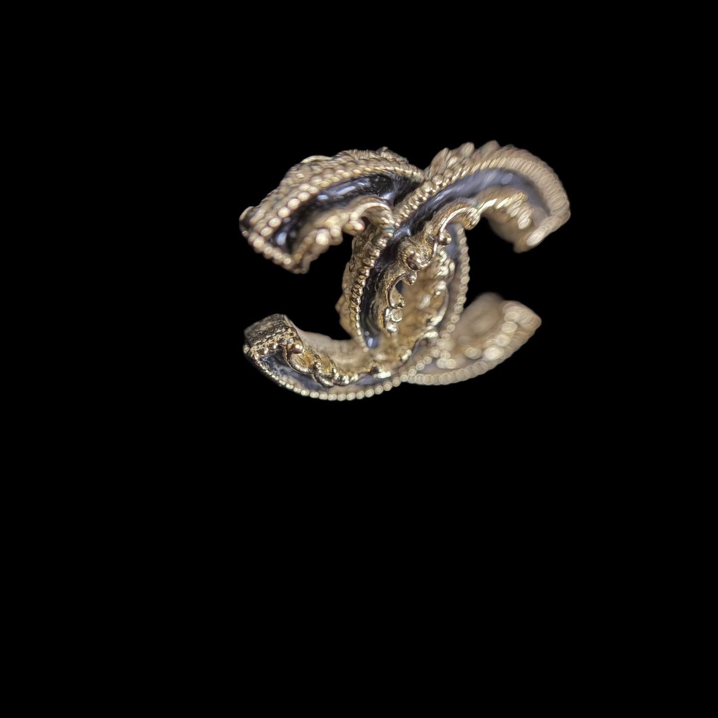 CHANEL Black Enamel Double CC Stud Earrings