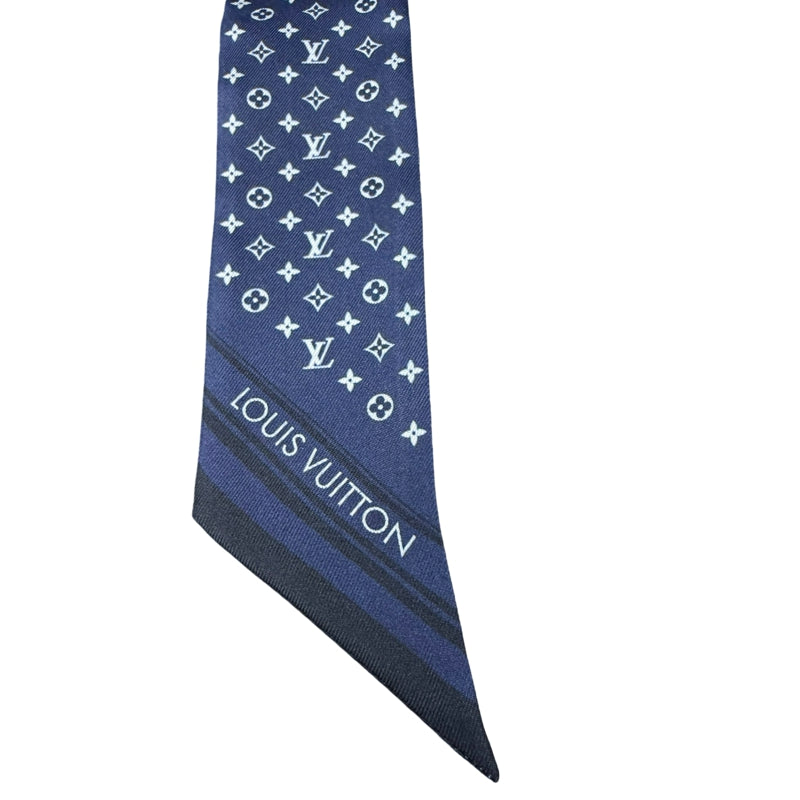 LOUIS VUITTON Bandeau BB Nautical Rope  Buckle Strap 100% Pure Silk Skinny Scarf Twilly Navy Blue White Monogram Dot Pattern Versatile Bag Handle Wrap Headband Included Original Gift Box Classic Accessory