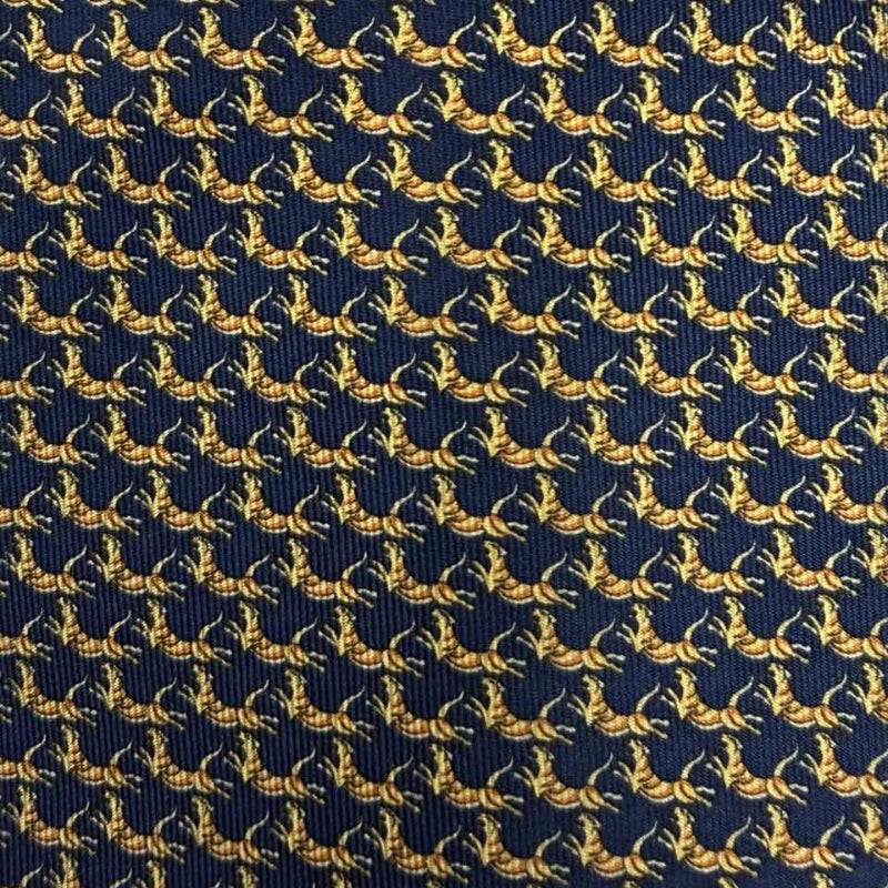 FERRAGAMO Silk Tie, Navy Base with Horse Pattern