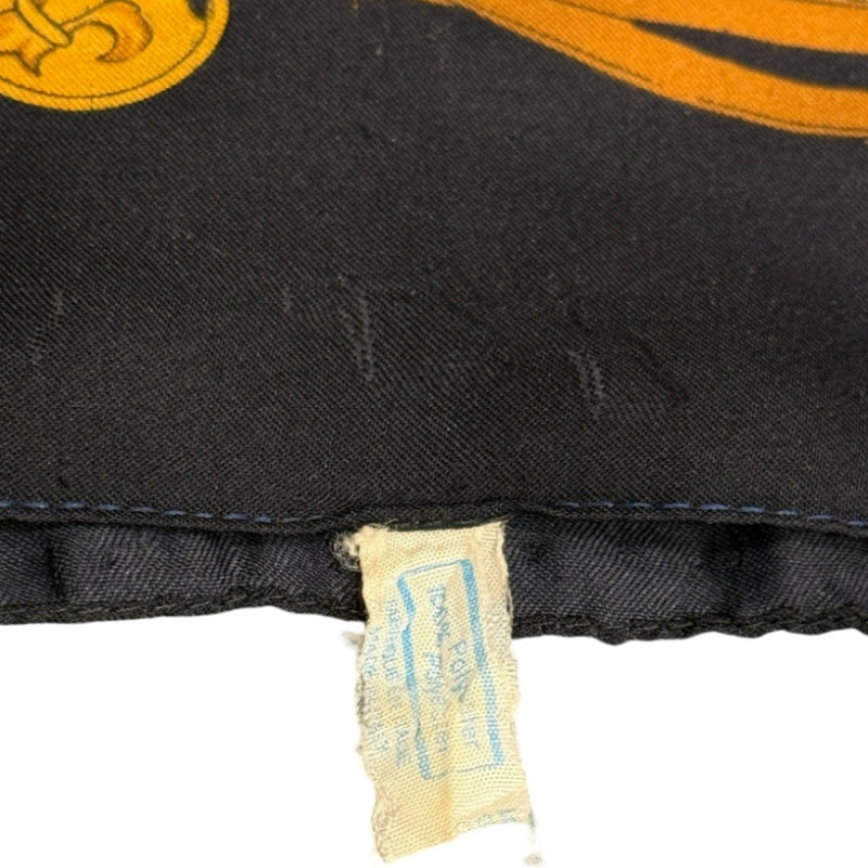 Aquascutum Muffler Scarf Cotton Navy Yellow Check Harness Decorative Design Autumn Winter Fashion