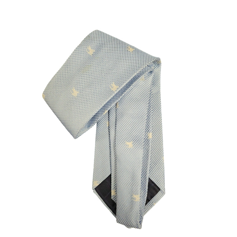 BURBERRY Equestrian Knight Logo Silk Tie Light Blue