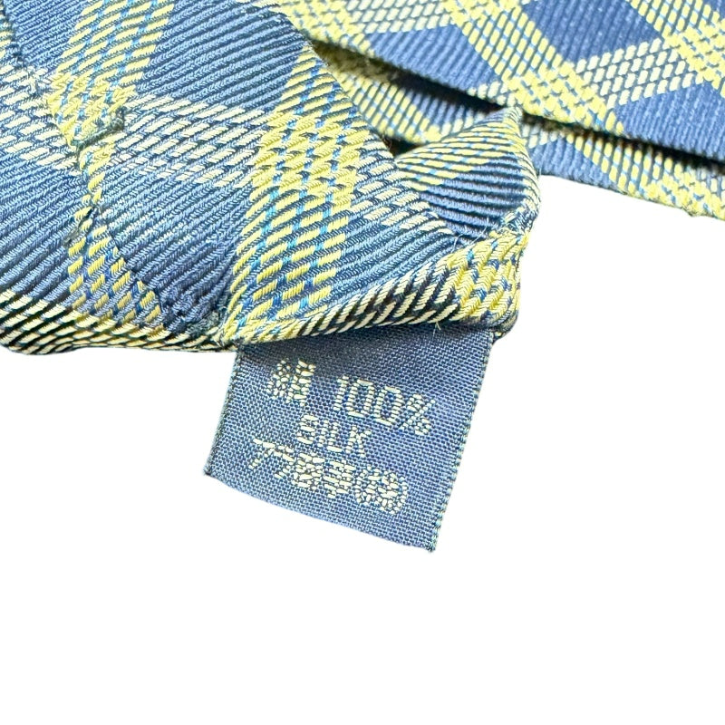 BURBERRY  Check Pattern Silk Tie Navy Yellow