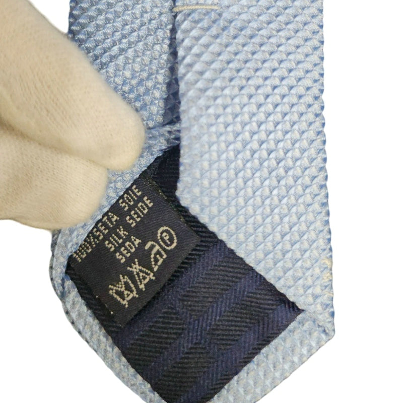 BURBERRY Equestrian Knight Logo Silk Tie Light Blue