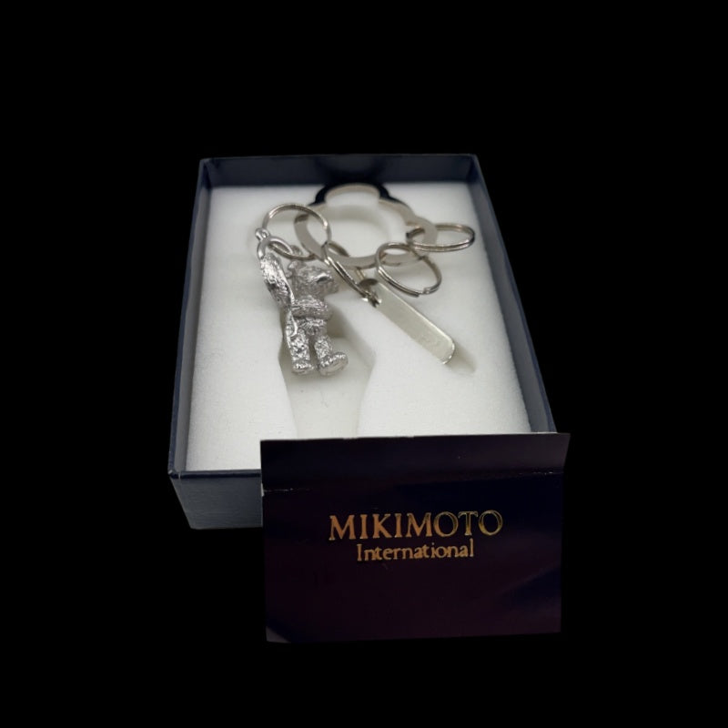 MIKIMOTO Silver Color Bear Key Ring With Box