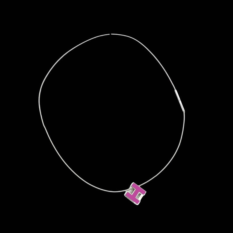 HERMES Necklace Pink Silver Color Pink Silver Hardware Old Version Chain