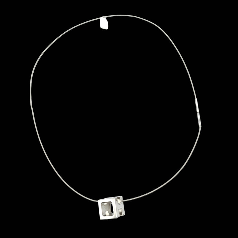 HERMES Necklace Pink Silver Color Pink Silver Hardware Old Version Chain