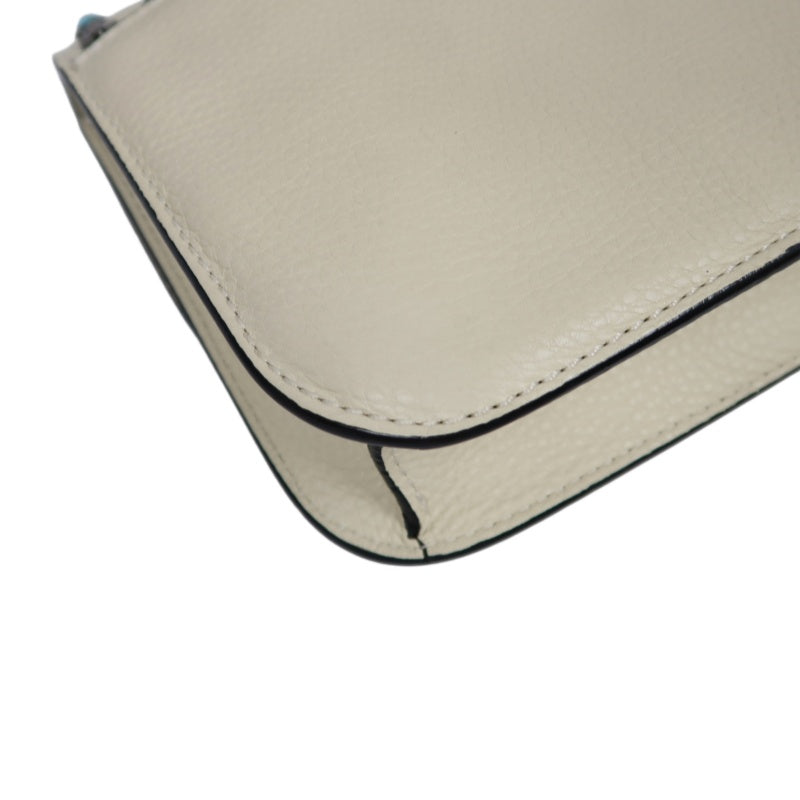 VALENTINO  Rockstud Glam Lock Shoulder Bag Calfskin Off-White White Turquoise