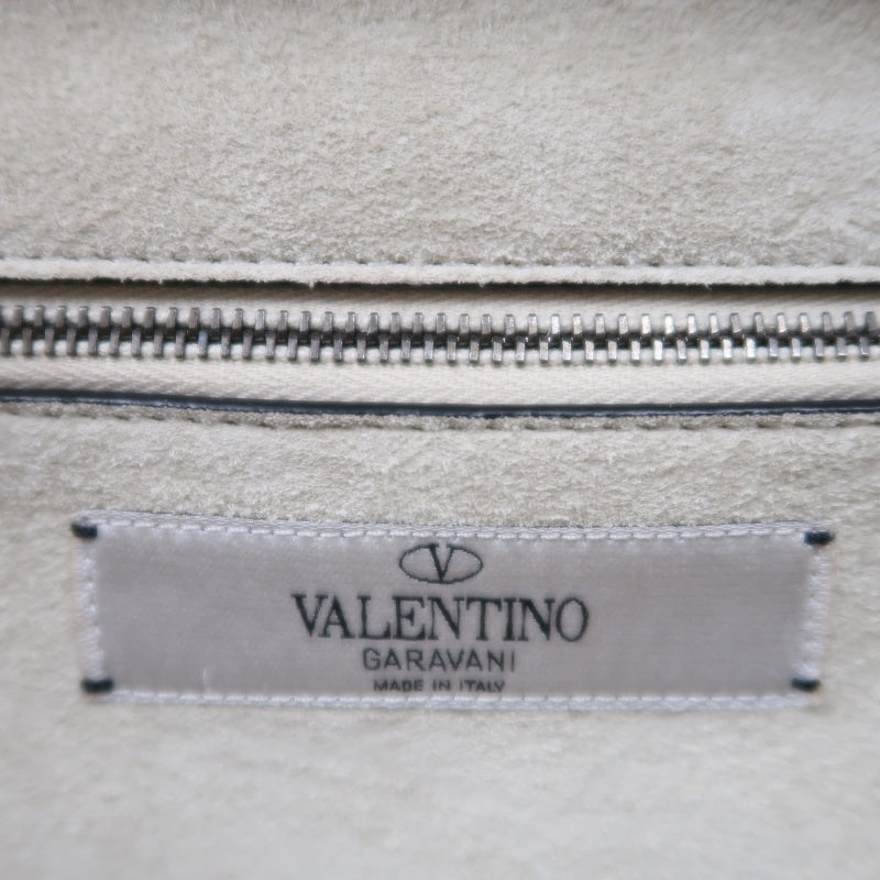 VALENTINO  Rockstud Glam Lock Shoulder Bag Calfskin Off-White White Turquoise